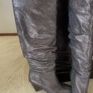 Women size 9 M pewter scrunch boots. Used boots sparkle boots